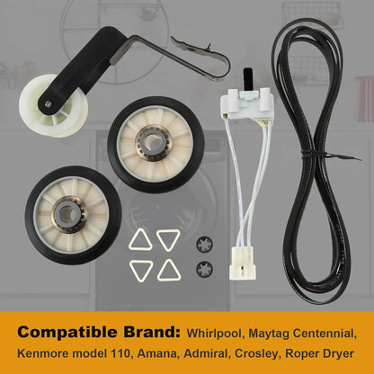 4392065 Dryer Maintenance and Repair Kit Includes Drum Roller Belt and Idler Pulley Compatible with Whirlpool Maytag Dryer