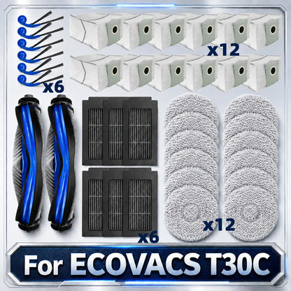 Compatible with ECOVACS T30C / T30C OMNI / T30C PRO OMNI Main Side Brush Filter Mop Pad Dust Bag Spare Parts Accessories