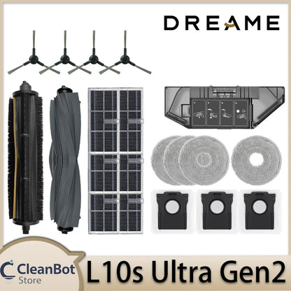 Dreame L10s Ultra Gen2 Robot Vacuum Cleaner Accessories Main Brush Side Brush HEPA Filter Mop Cloths Dust Bag