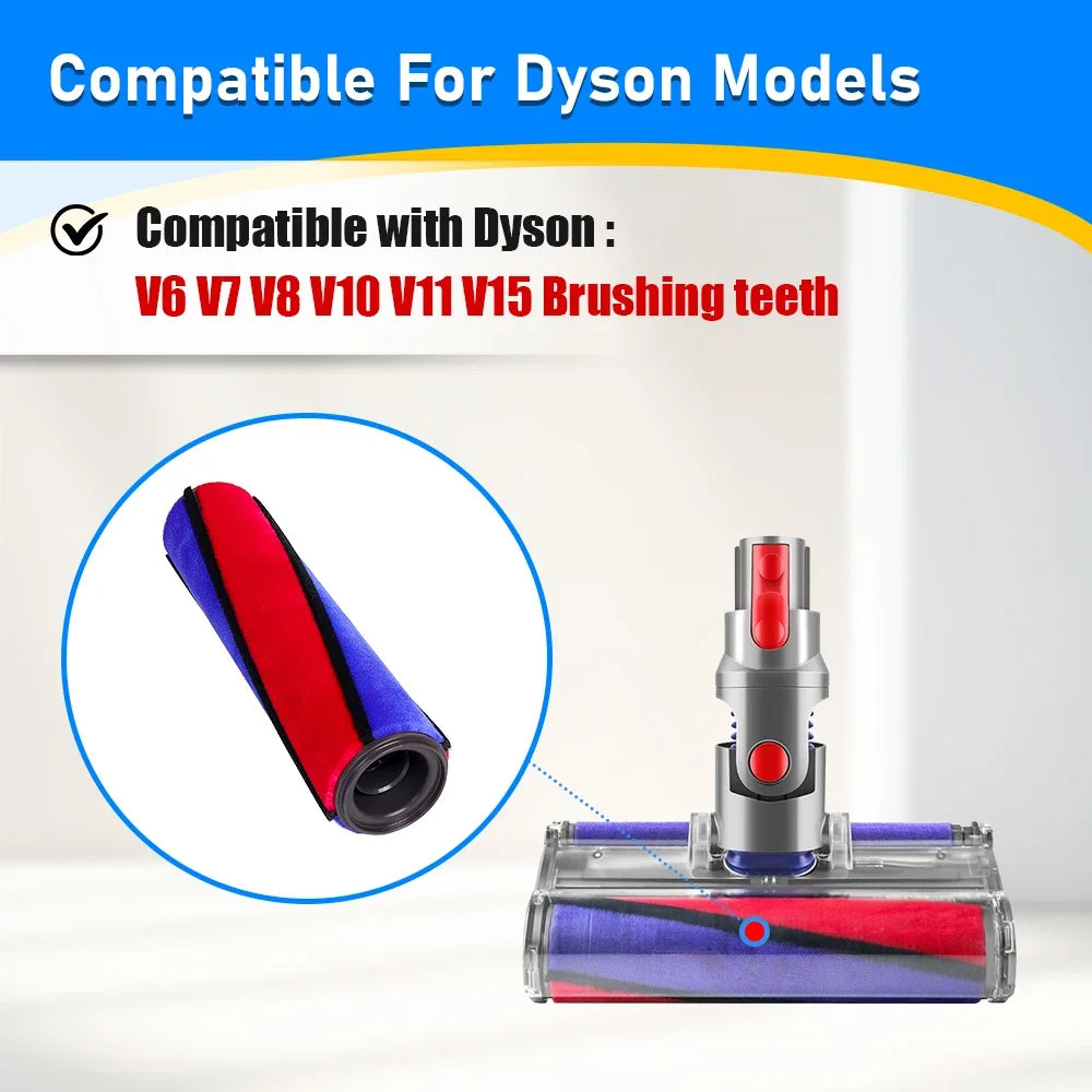 Soft Roller Brush Part For Dyson V6 V7 V8 V10 V11 Vacuum Cleaner Carpet Brushroll Bar Soft Velvet Roller Brush Bar Accessories