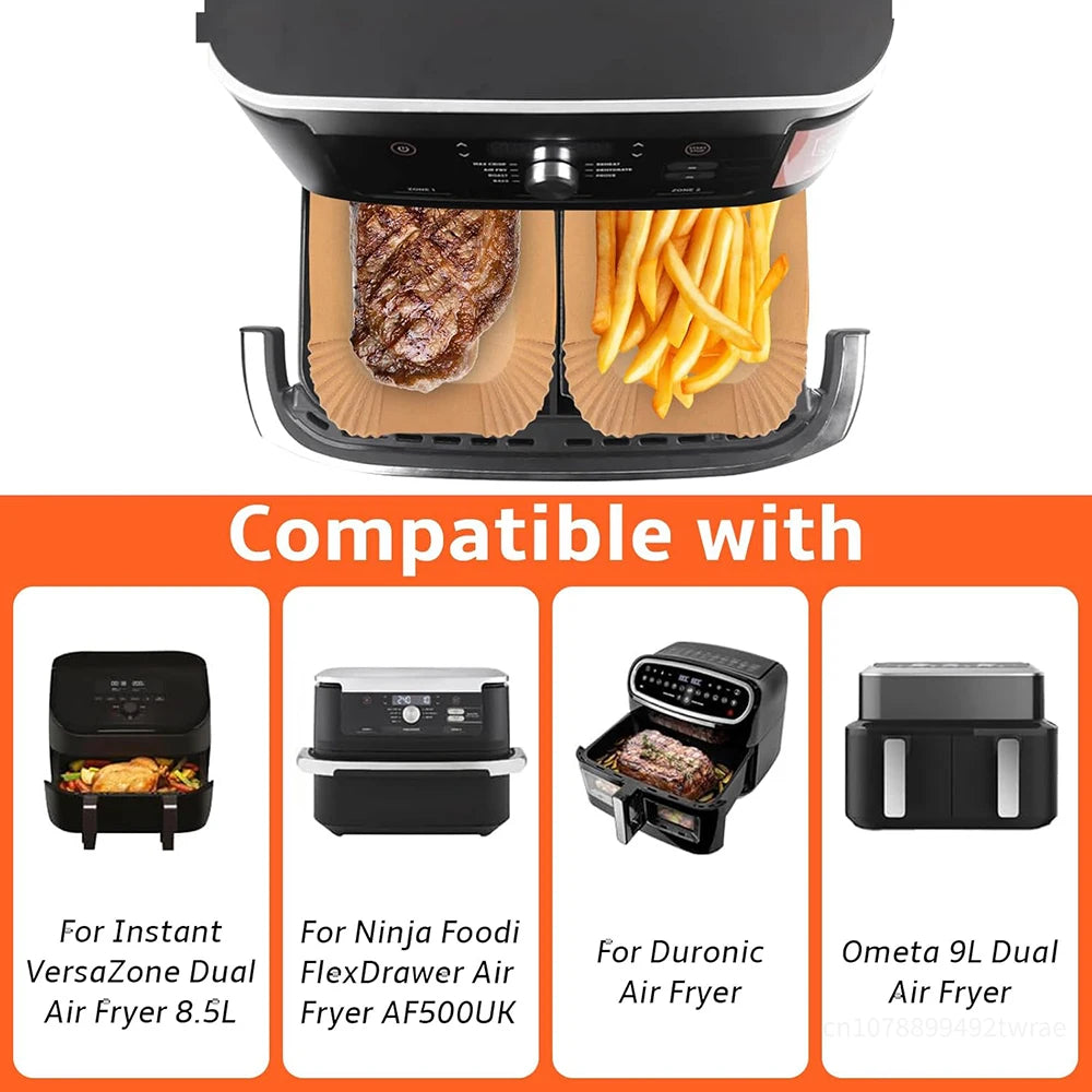 150pcs Air Fryer Liners for Ninja AF500 Disposable Air Fryer Paper Liners Compatible with Instant 8.5L and Duronic 10L Bakeware
