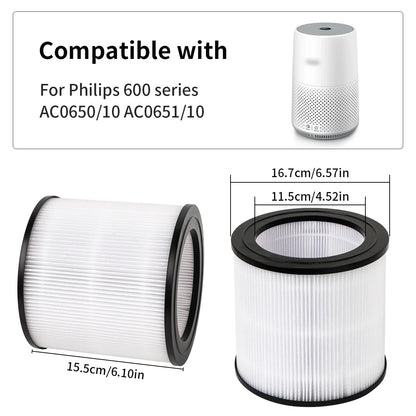 FY0611/30 Replacement Filter Compatible with Philips 600 Series Air Purifier AC0650 AC0651, High-efficiency Replaces Filter Accessories