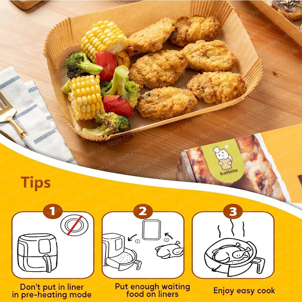 Air Fryer Paper Liner Disposable for Ninja Dual Zone Airfryer Rectangle Parchment Paper For Ninja DZ201/DZ401 Baking Accessories
