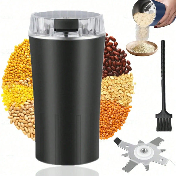Rechargeable Electric Grinder, Portable Superfine Powder Grinding Machine With Stainless Steel Blades, One Touch Multi-Grain Grinder For Coffee Beans, Herbs, Nuts, Seeds, Pepper And Spices
