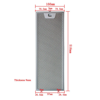 00660222 00660223 Cooker Hood Filter Set 516x166/516x186mm Kitchen Extractor Range Hood Grease Filter Aluminium 1pcs