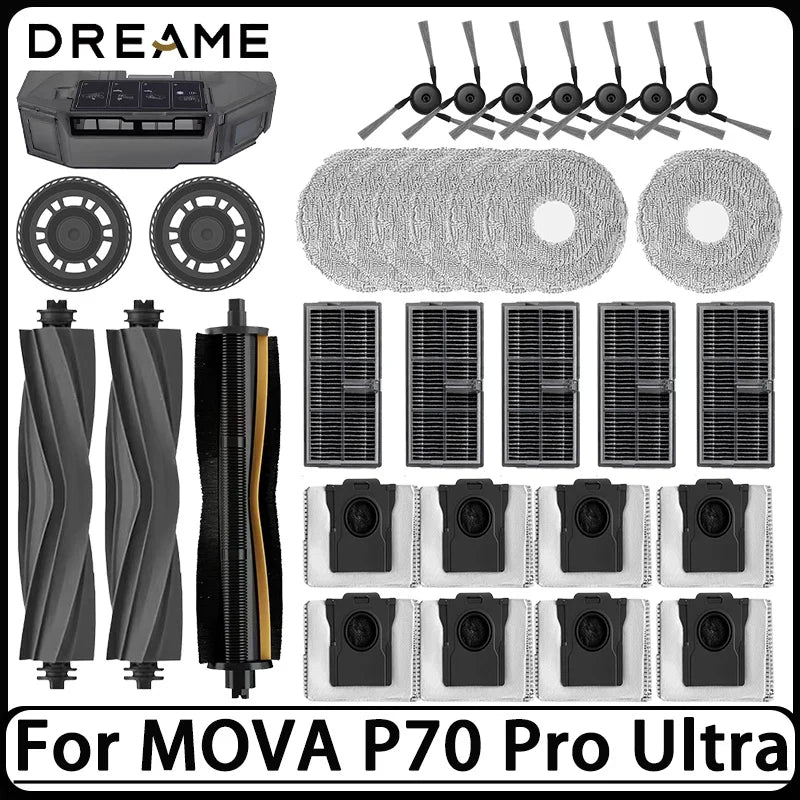 For MOVA P70 Pro Ultra Robot Vacuum Cleaner Accessories:Main Side Brush Mop Cloth Filter Dust Bag Parts Spare.