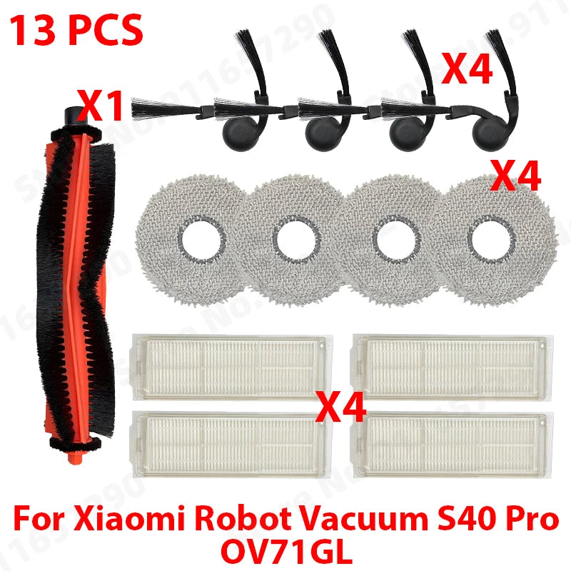 Compatible with (Xiaomi Robot Vacuum S40 Pro / OV71GL ) Vacuum Parts Main Roller Side Brush Mop Cloth HEPA Filter Accessories