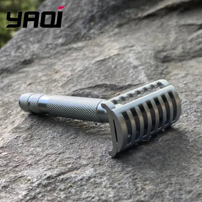 YAQI KNIGHT-HELMET Razor Head Stainless Steel Handle DE Safety Razor for Men