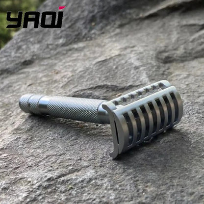 YAQI KNIGHT-HELMET Razor Head Stainless Steel Handle DE Safety Razor for Men