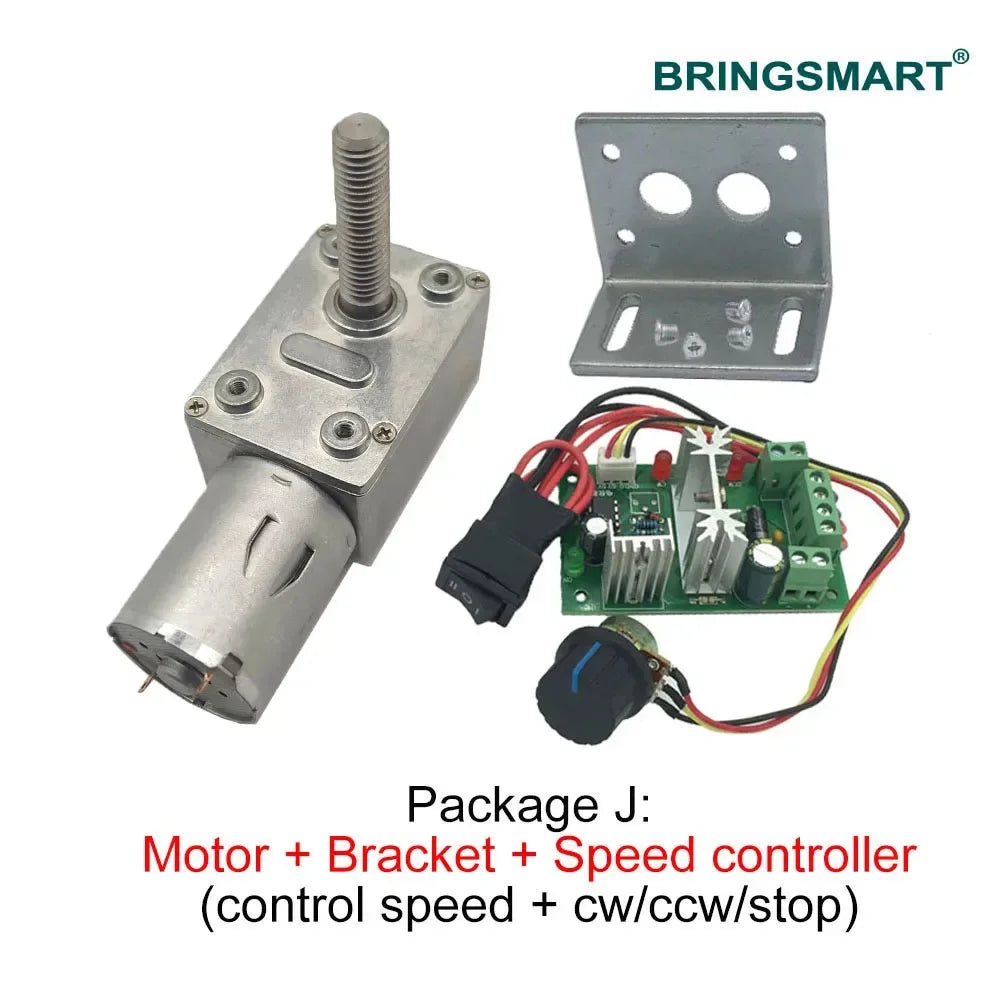 Bringsmart 33mm Micro Worm Electric Motor M8 Screw Shaft Length 12V 24V DC Motor Motor JGY 370 Speed Adjusted 6-150rpm 6V
