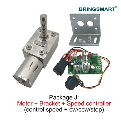 Bringsmart 33mm Micro Worm Electric Motor M8 Screw Shaft Length 12V 24V DC Motor Motor JGY 370 Speed Adjusted 6-150rpm 6V