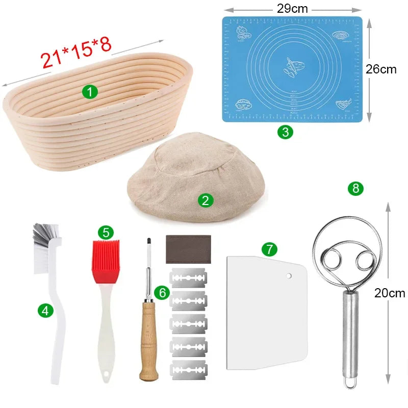 5/8pcs Bread Banneton Proofing Basket Natural Rattan Wicker Oval Round Dough Sourdough Baskets Cane Baking Fermentation