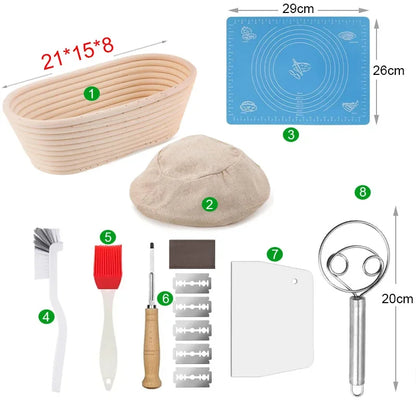 5/8pcs Bread Banneton Proofing Basket Natural Rattan Wicker Oval Round Dough Sourdough Baskets Cane Baking Fermentation