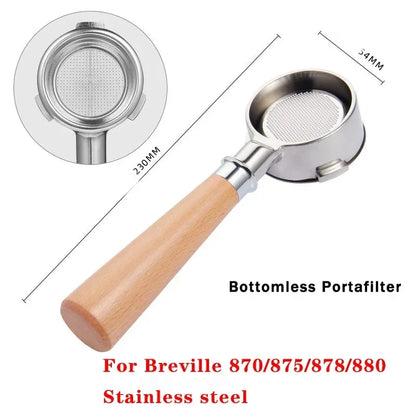 54MM Stainless Steel Coffee Portafilter for Breville Sage 870/875/878/880 Bottomless/Double Spout Coffee Handle Filter Tool