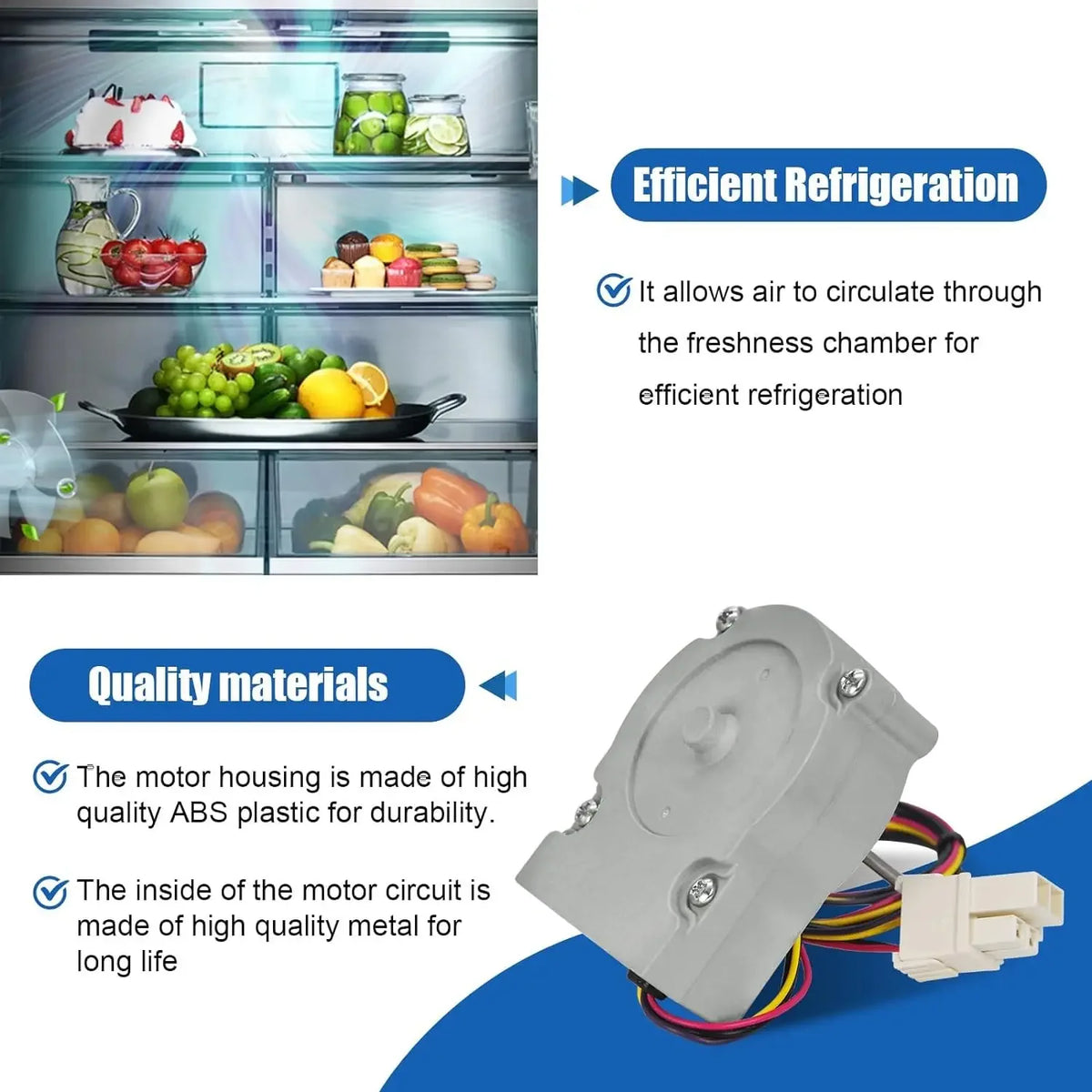 Replacement Refrigerator Fan Motor — EAU63923603 / EAU65058305 / AP6317197 / PS12383671 / EAP12383671 — Model Options