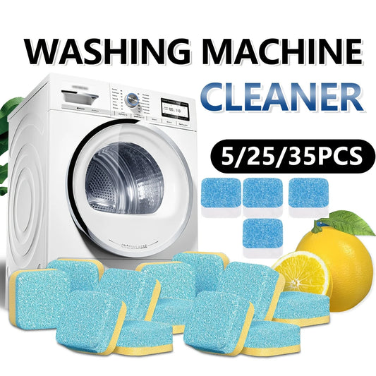 Washing Machine Cleaner Tablets 5/25/35 Count, Lemon Scent, Deep Cleaning, Dirt Remover, Clean Laundry Washer Drum and Tub