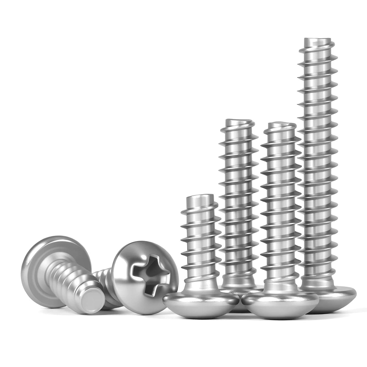 304 Stainless Steel Cross Round Pan Head with Washer Pad Collar Self-tapping Wood Screw Phillips Screws M1.2M1.4 M1.7 M2 M2.3-M5