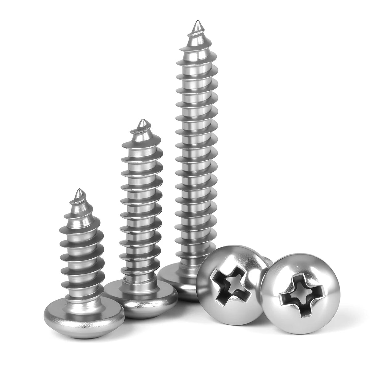 Small 304 Stainless Steel Cross Phillips Pan Head Self Tapping Screw Round Head M1.2-M3.5 for DIY Electronics