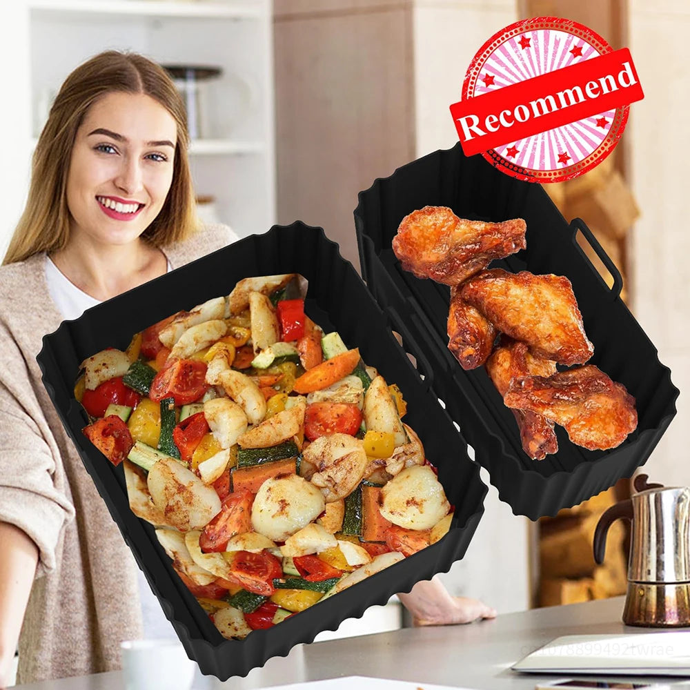 Silicone Air Fryer Liner for Philips Dual Basket Air Fryer 3000 Series 6L/3L, Reusable Dual Airfryer Liner Air Fryer Accessories
