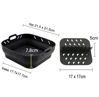 Silicone Air Fryer Tray with Divider Plate Reusable Non-Stick Baking Mat for Oven Fried Chicken Dishwasher-Safe