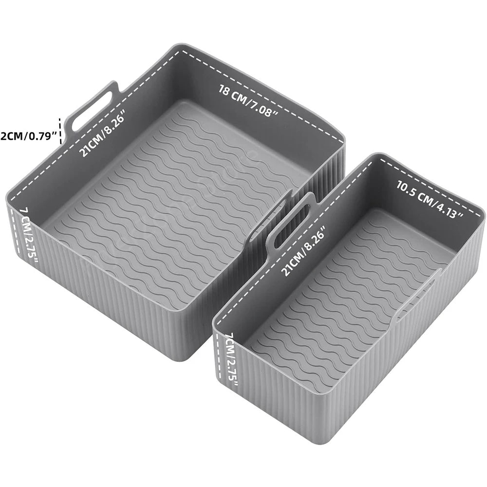 2PCS Silicone Air Fryer Mold for Tefal Ey901840 Reusable Air Fryer Oven Baking Tray Dual Basket 5.2/3.1L Airfryer Accessories