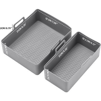 2PCS Silicone Air Fryer Mold for Tefal Ey901840 Reusable Air Fryer Oven Baking Tray Dual Basket 5.2/3.1L Airfryer Accessories