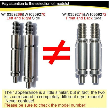 Dryer Drum Support Roller Shaft Kit 4 Pack Replacement for W10359271 Stainless Steel with Performance