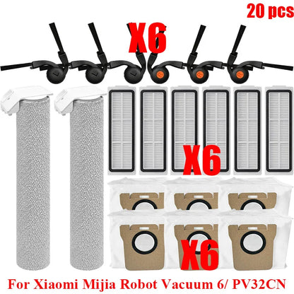 Compatible with Xiaomi Mijia Robot Vacuum 6/ PV32CN Vacuum Cleaner Accessories Main Roller Side Brush Filter Roller Mop Replacement Spare