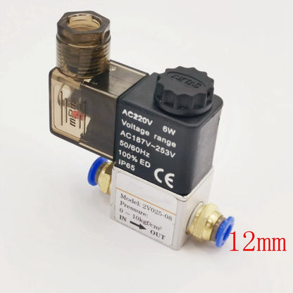 12V 24V 220V Pneumatic Electric Solenoid Valve 2 Position 2 Port Normally Closed Air Magnetic Valve 6mm 8mm Hose Barb Connection