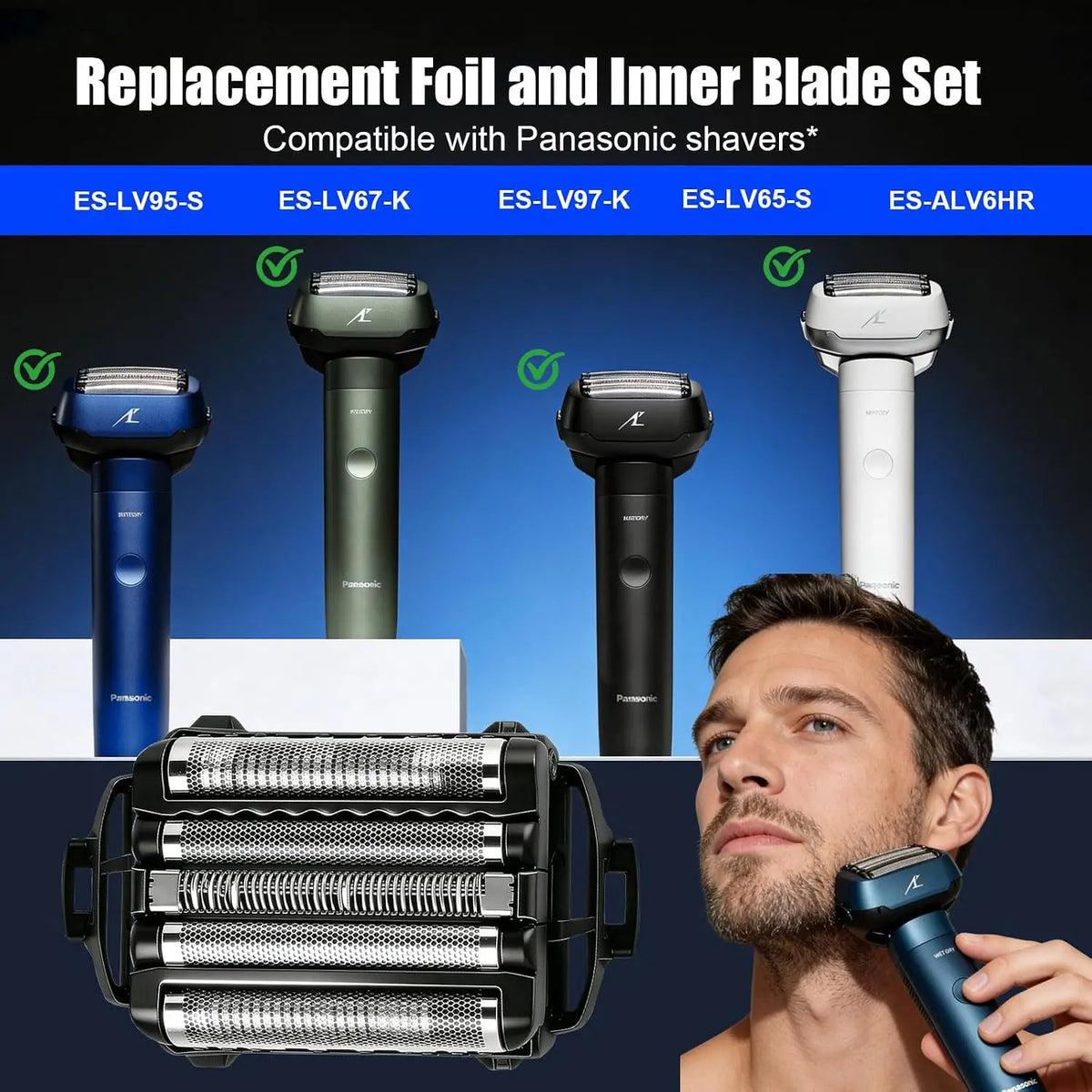 WES9170P Replacement Inner Razor Blades Compatible with Panasonic ARC5 Electric Shaver Models F/ ESLV90, ES-LV65-S, ES-LV95-S & ESLV81K