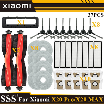 Compatible with Xiaomi Robot Vacuum X20 Max /X20 Pro/ D109GL /D102GL Accessories Main Roller Side Brush, Filter, Mop, Dust Collected Ba