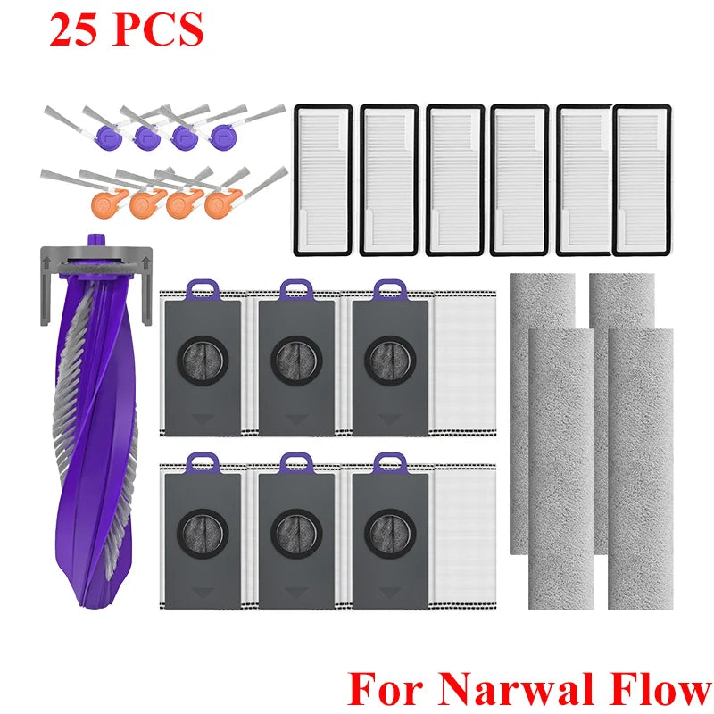 Replacement For Narwal Flow Vacuum Accessories Main Roller Side Brush Hepa Filter Mop Cloth Pads Dust Bag Spare Part