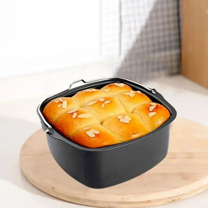 Air Fryer Basket Steel Square Non-stick Cake Baking Tray Barrel Dish Roasting Basket Pan Bakeware Mold Kitchen Accessorie