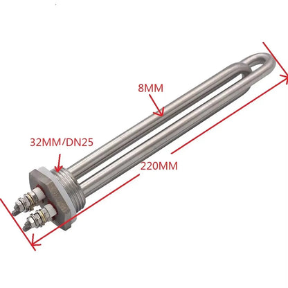 DERNORD DC Solar Water Heater 48V 3000W/1200W/1500W/900/600W DN25 Immersion Heating Element 1"BSP Tubular Electric Heater SUS304