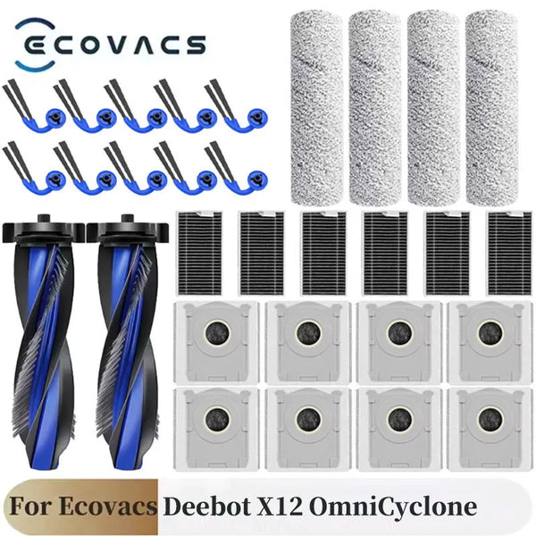 For Ecovacs Deebot X12 OmniCyclone Robot Vacuum Cleaner Parts Main Roller Side Brush Filter Mop Cloth Dust Bag Accessories