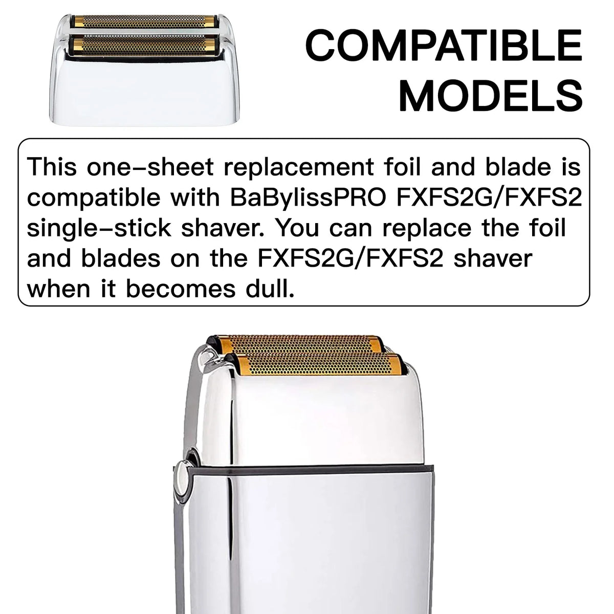 Replacement Foil Head Compatible with BaByliss FXFS2 Double Foil Shaver,Black,Sliver,Gold Professional Razor Shaver Head