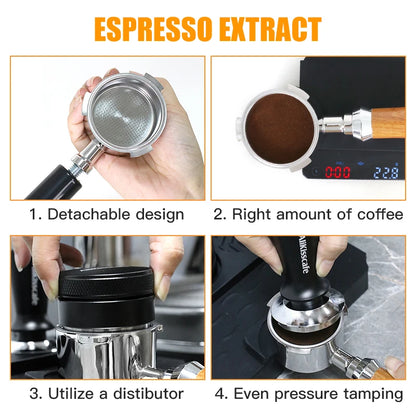 51mm Coffee Bottomless Portafilter With Filter Basket For Homix H11 Oster Cecotec Hibrew Espresso Machine Handle Cafe Tools