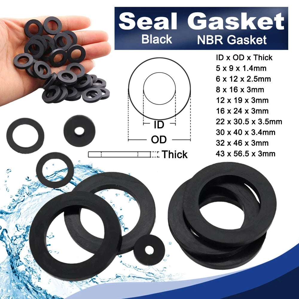 BSP NBR Rubber Washer 1/8" 1/4" 3/8" 1/2" 3/4"-2" Nitrile Hose Gasket Thick 1.4-3.5mm for Washing Machine Shower