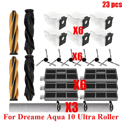 Acccessories Compatible with (Dreame Aqua 10 Ultra Roller) Vacuum Parts Main Roller Brush Side Brush Cleaner Filter Dust Bag Roller Mops