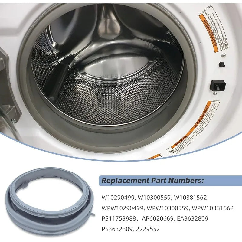 Replacement Washing Machine Door Seal Gasket - Compatible with Whirlpool, Maytag, Amana, Inglis (Models: W10290499, W10300559, W10381562)