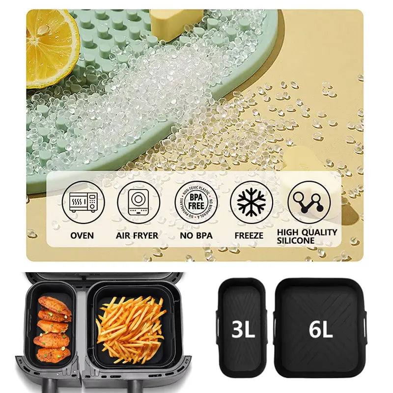 Rectangle Air Fryer Silicone Liner 3L/6L Big Small Double Basket for Philips NA350 Airfryer Accessories Silicone Basket Mold