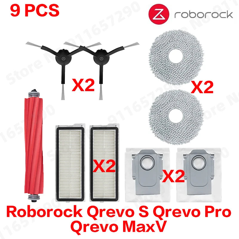 Compatible with Roborock Qrevo S Qrevo Pro Qrevo MaxV Robot Vacuum Parts Main Roller Side Brush Hepa Filter Mop Pad Cloth Dust Bag Accessories