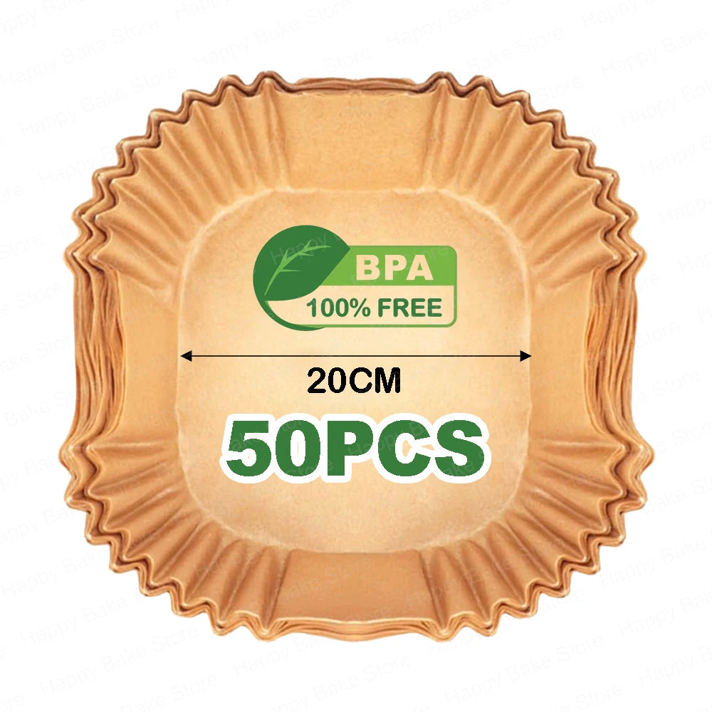 16/20CM Square Air Fryer Disposable Non-stick Parchment Paper Baking Liner Compatible with Cosori Philips Cecotec Oil-Free Fryer