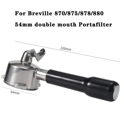 54mm Stainless Steel Double Mouth Portafilter for Breville Sage870/875/878/880 Bottomless Coffee Filter Handle Modification Tool