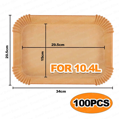 Large Air Fryer Disposable Baking Paper Liners for Ninja Foodi FlexDrawer Air Fryer 10.4L AF500EU/AF500EUCP, Cecotec 9000 9L