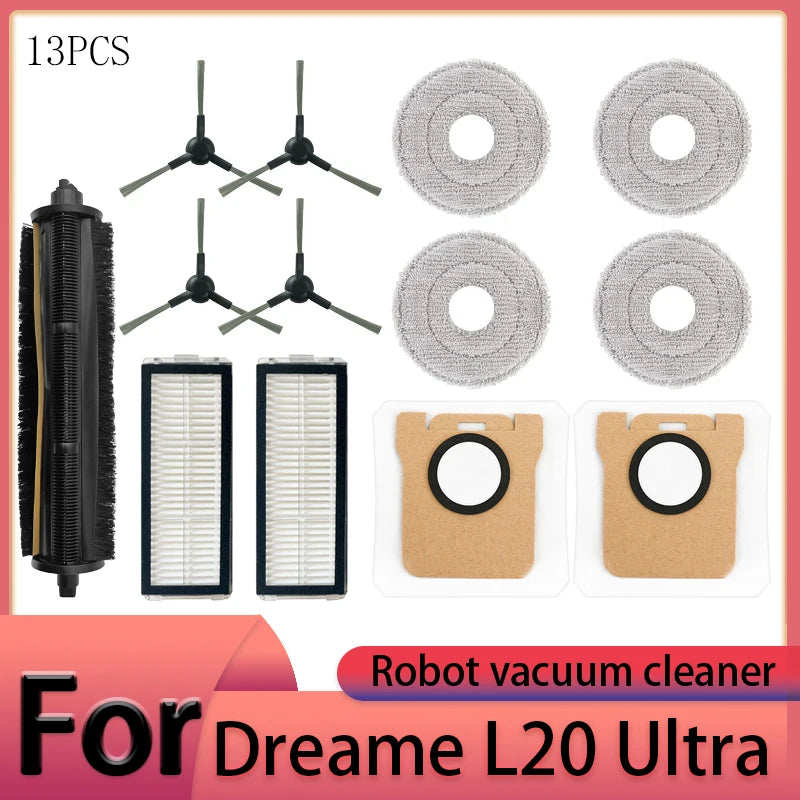 Dreame L20 Ultra Robot Vacuum Cleaner Accessories Main Brush Side Brush HEPA Filter Mop Cloths Dust Bag Spare Par