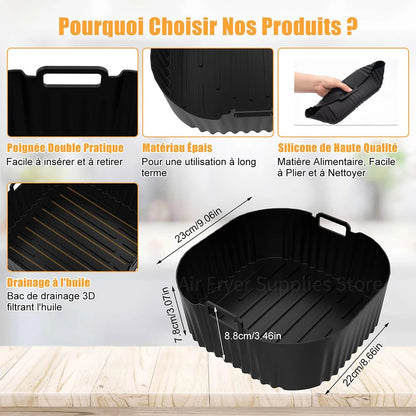 Air Fryer Mold for Philips Series 2000 NA230/00 COSORI 5.5L/6L/6.2L Square Reusable Silicone Airfryer Liners Baking Accessories