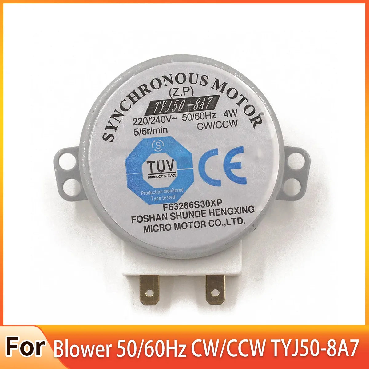 AC 220-240V 4W 6RPM 48mm Dia Micro Synchronous Motor For Warm Air Blower 50/60Hz CW/CCW TYJ50-8A7 Microwave Oven Tray Motor