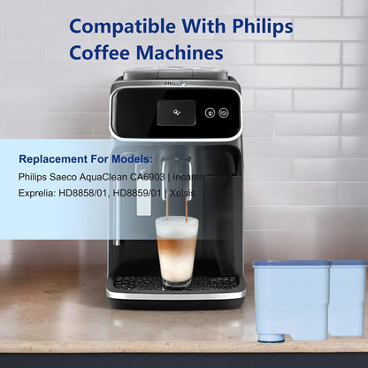 8/6PCS Coffee Machine Water Filter Replacement Compatible with Philips Saeco AquaClean Filters Descaling CA6903/10/00/01/22/47 CMF009