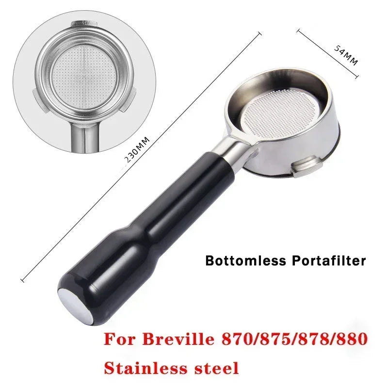 54mm Stainless Steel Double Mouth Portafilter for Breville Sage870/875/878/880 Bottomless Coffee Filter Handle Modification Tool